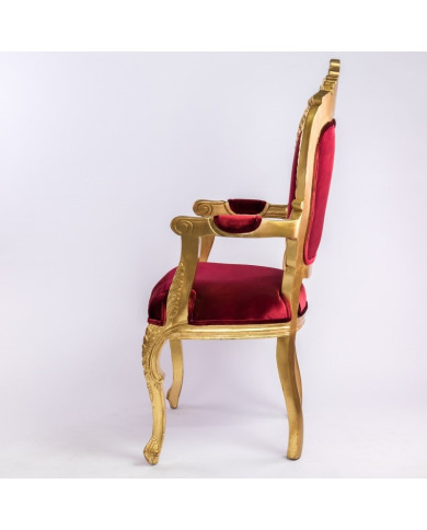 Fauteuil baroque doré et rouge Carved