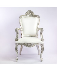 Fauteuil baoque argent et blanc modèle Carved