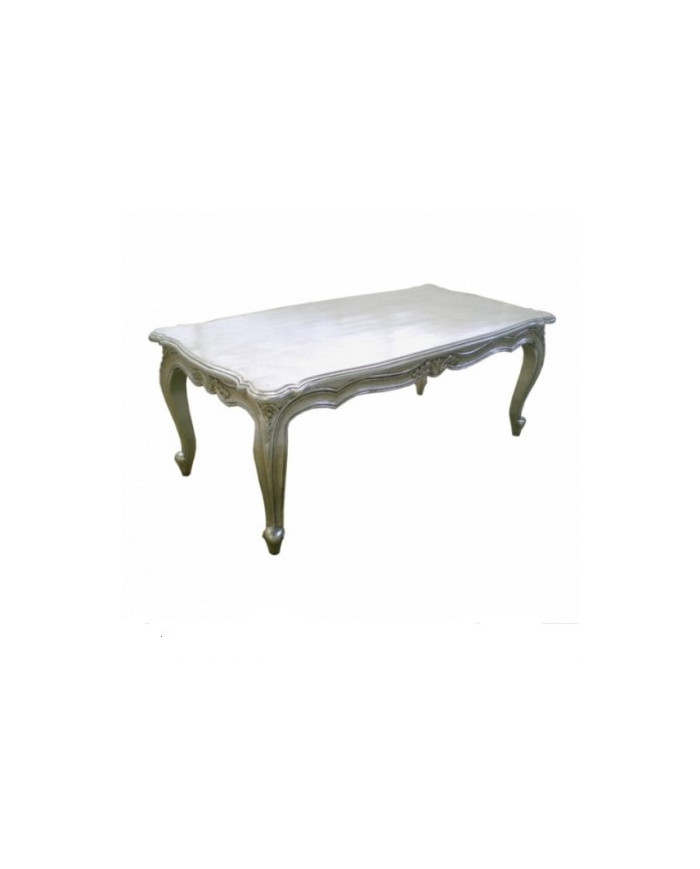 Table basse baroque bois argente 120 cm