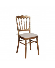 Chaise Napoléon 3 en bois doré galette blanche Europe