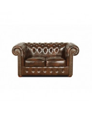 Canapé 2 places cuir véritable chesterfield