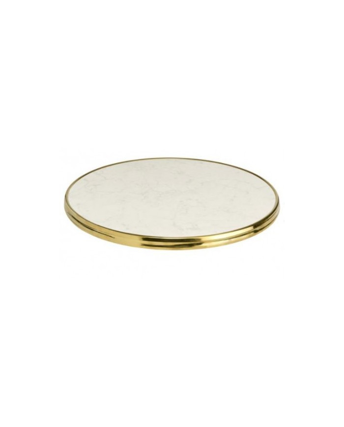 Plateau de table rond effet marbre blanc 60 cm
