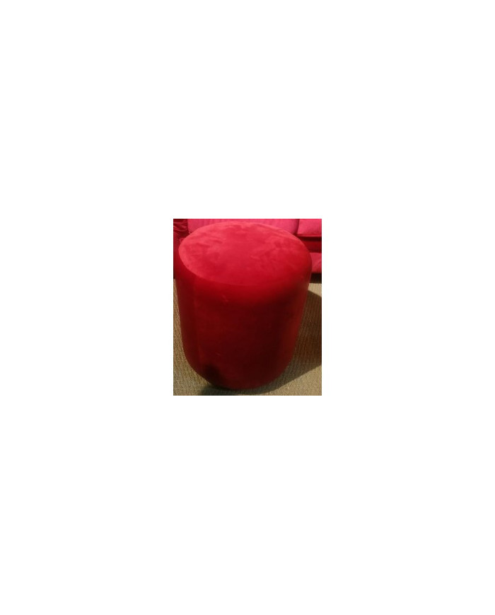 pouf rond en velours rouge