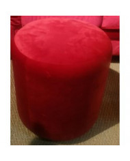 pouf rond en velours rouge