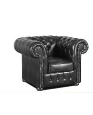 Fauteuil Chestefield en cuir noir