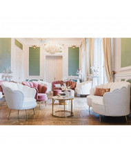 Fauteuil dossier arrondi rose poudré