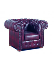 Fauteuil Chestefield en cuir noir
