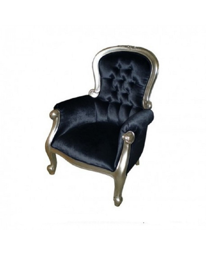 Fauteuil baroque noir et argenté modèle Grandfather