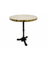 Guéridon en fonte plateau en marbre cerclé laiton