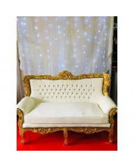 Canapé baroque 2 places doré et blanc
