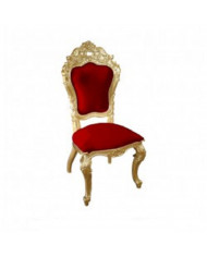 Chaise de salle a manger Carved Louise bois dore et velours roug