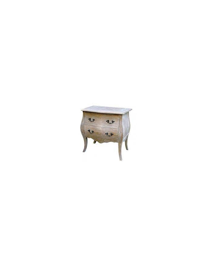 Commode en bois cérusé modele Bombay 2 tiroirs