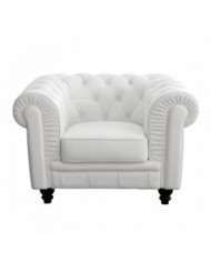 Fauteuil discothèque chesterfield en cuir blanc