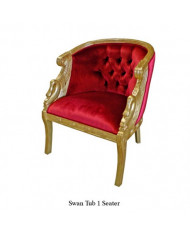 Fauteuil baroque en tissu  modèle Cygne 1 place velours rouge