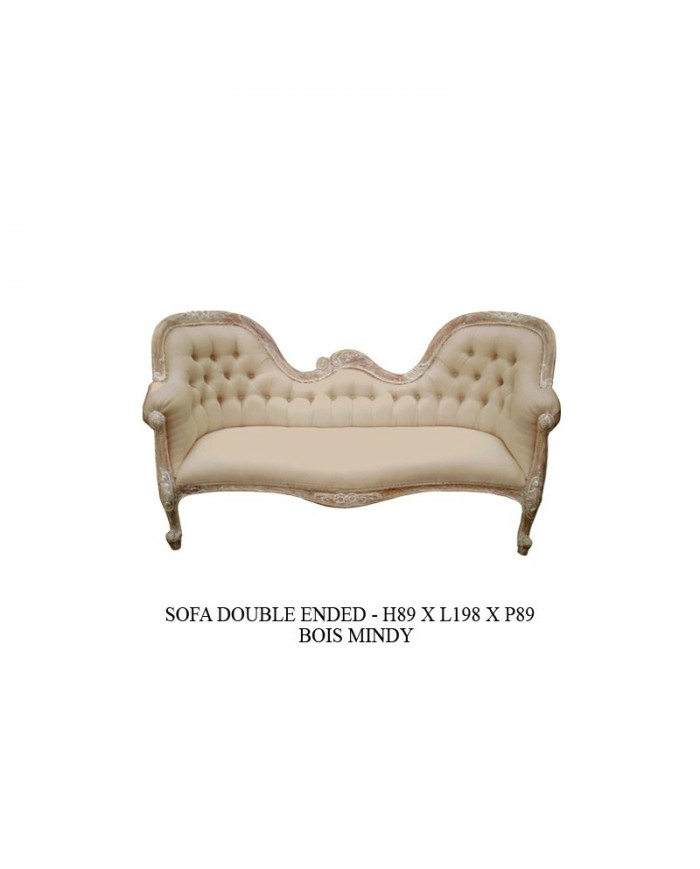 Meridienne double end cerusee tissu beige