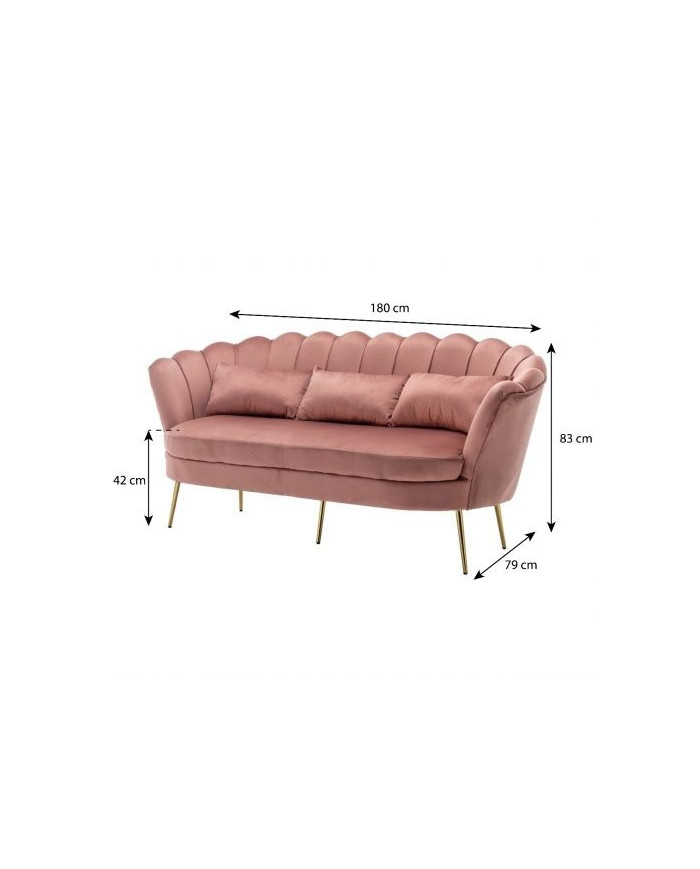 Canapé coquillage rose poudré L 180 cm Belle